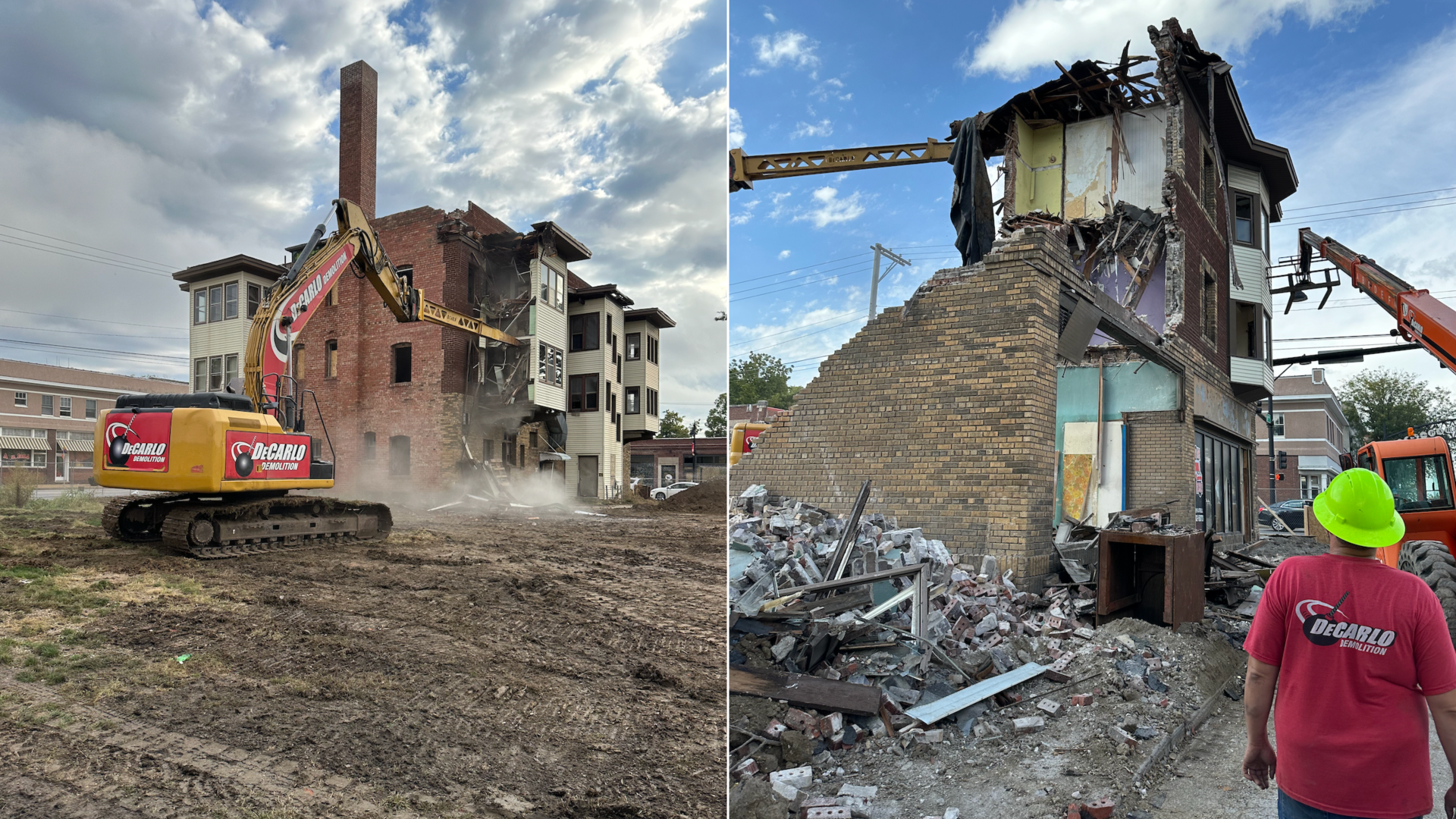 Photos of Highland Apartments demolition.