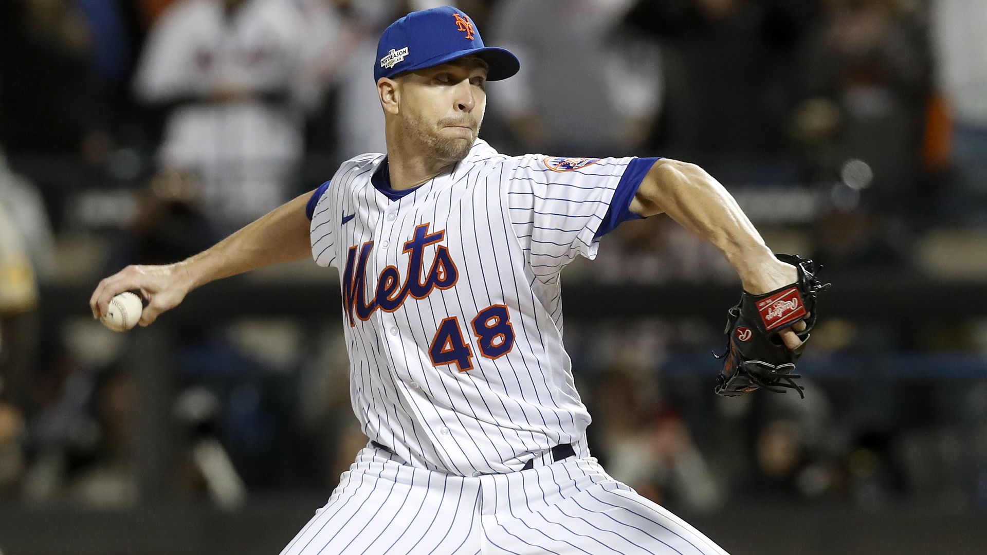 Pitcher Jacob deGrom in a New York Mets uniform