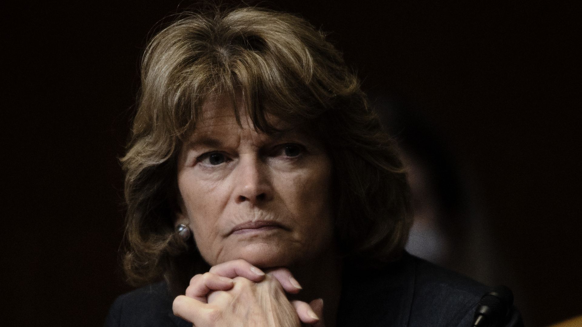 Senator Lisa Murkowski, a Republican from Alaska, listens during a Senate Appropriations Subcommittee hearing.