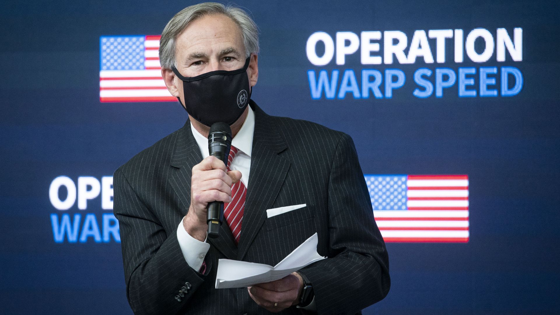 Texas Gov. Greg Abbott speaking at the White House in December 2020.