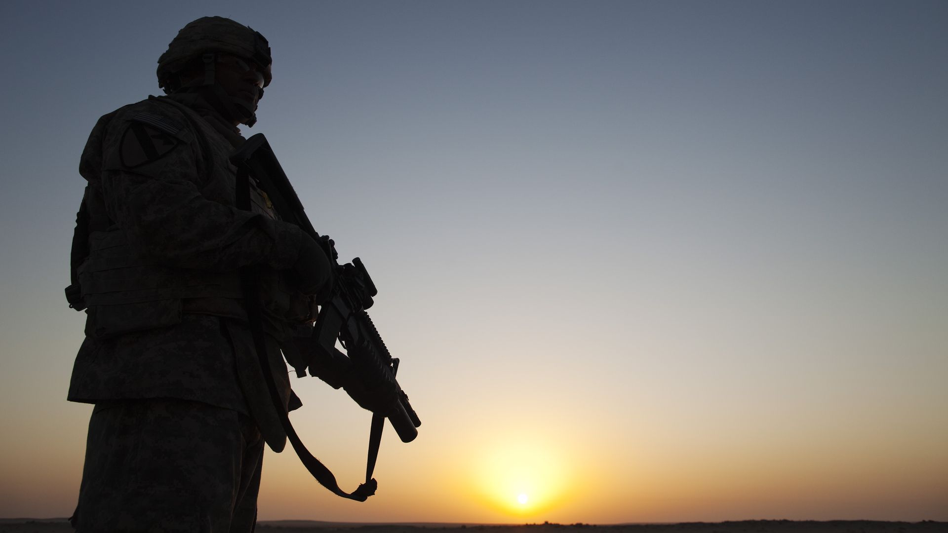 The shadow of a soldier.