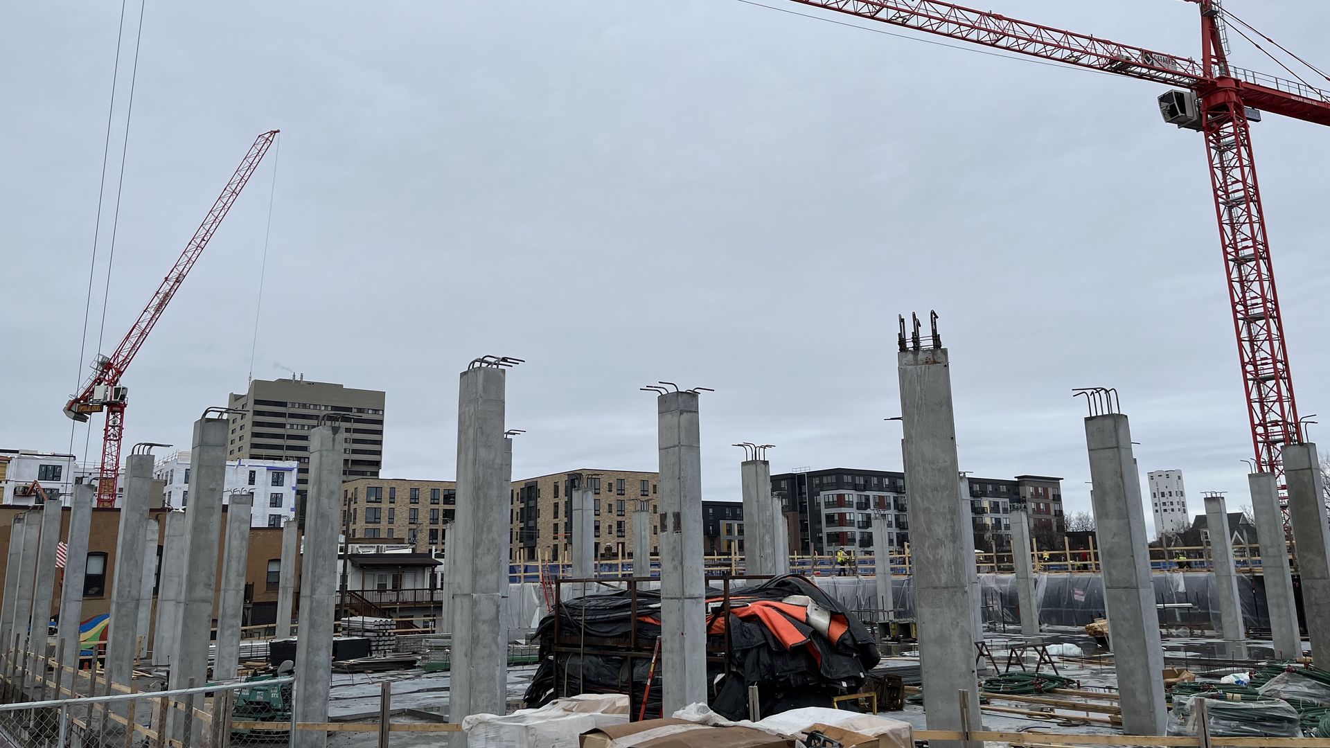 Cranes at a Dinkytown construction site