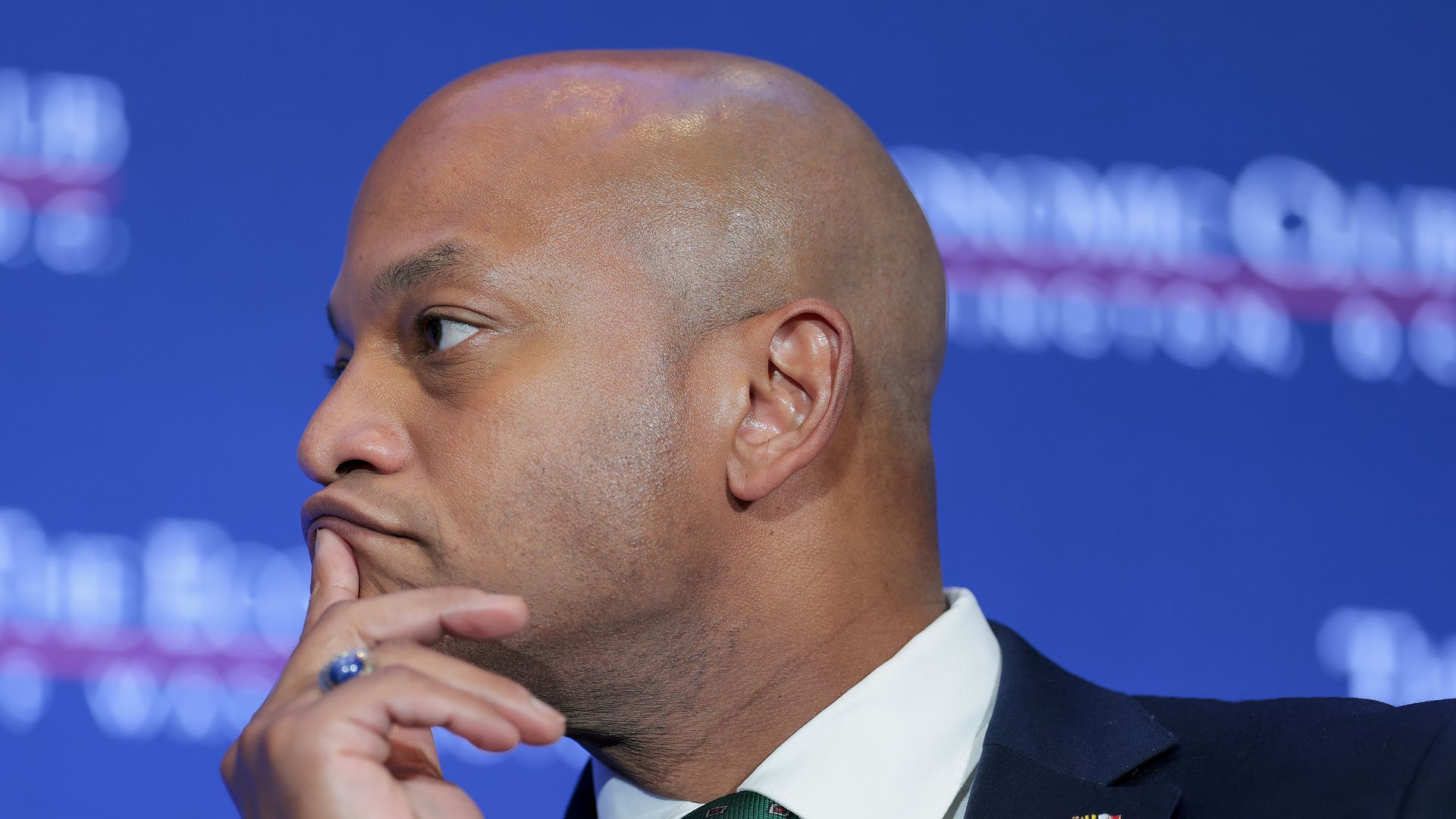 Wes Moore with his chin in his hand