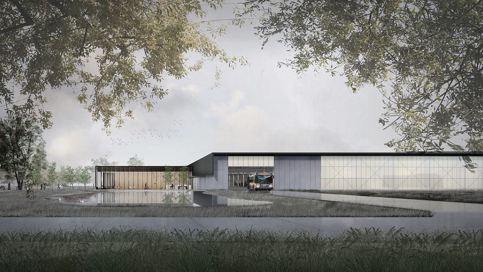 A drawing of the new DART facilities building. 