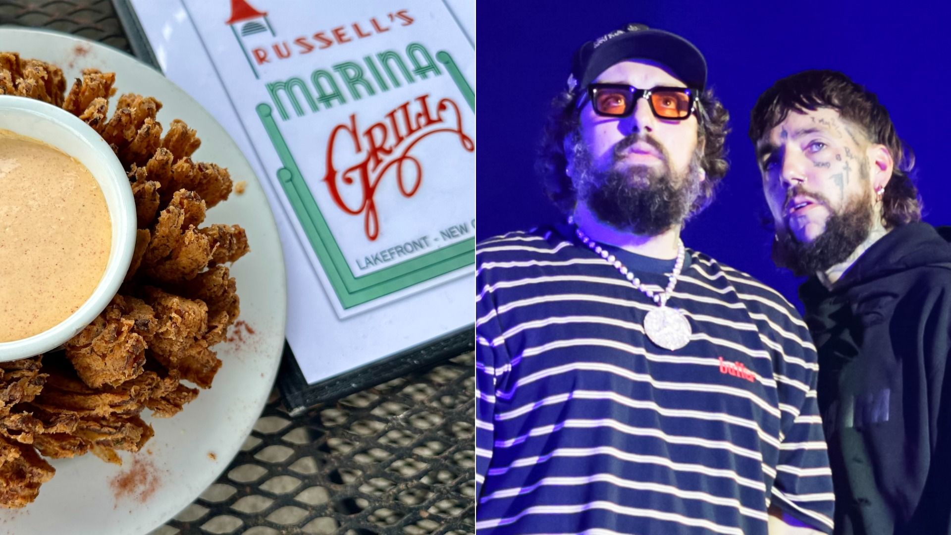 Image has two photos: a picture of Russell's Onion Mumm and another one of Ruby da Cherry and $crim of $uicideboy$.