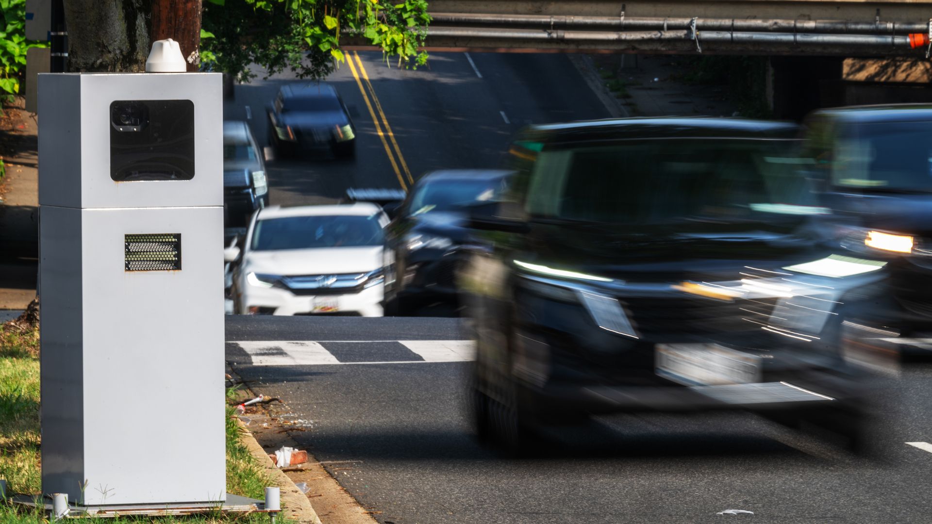 A speed camera is seen as traffic moves along Minnesota Ave and Eastern Ave NE in Washington, DC on August 06, 2024. (Photo by Craig Hudson for The Washington Post via Getty Images)