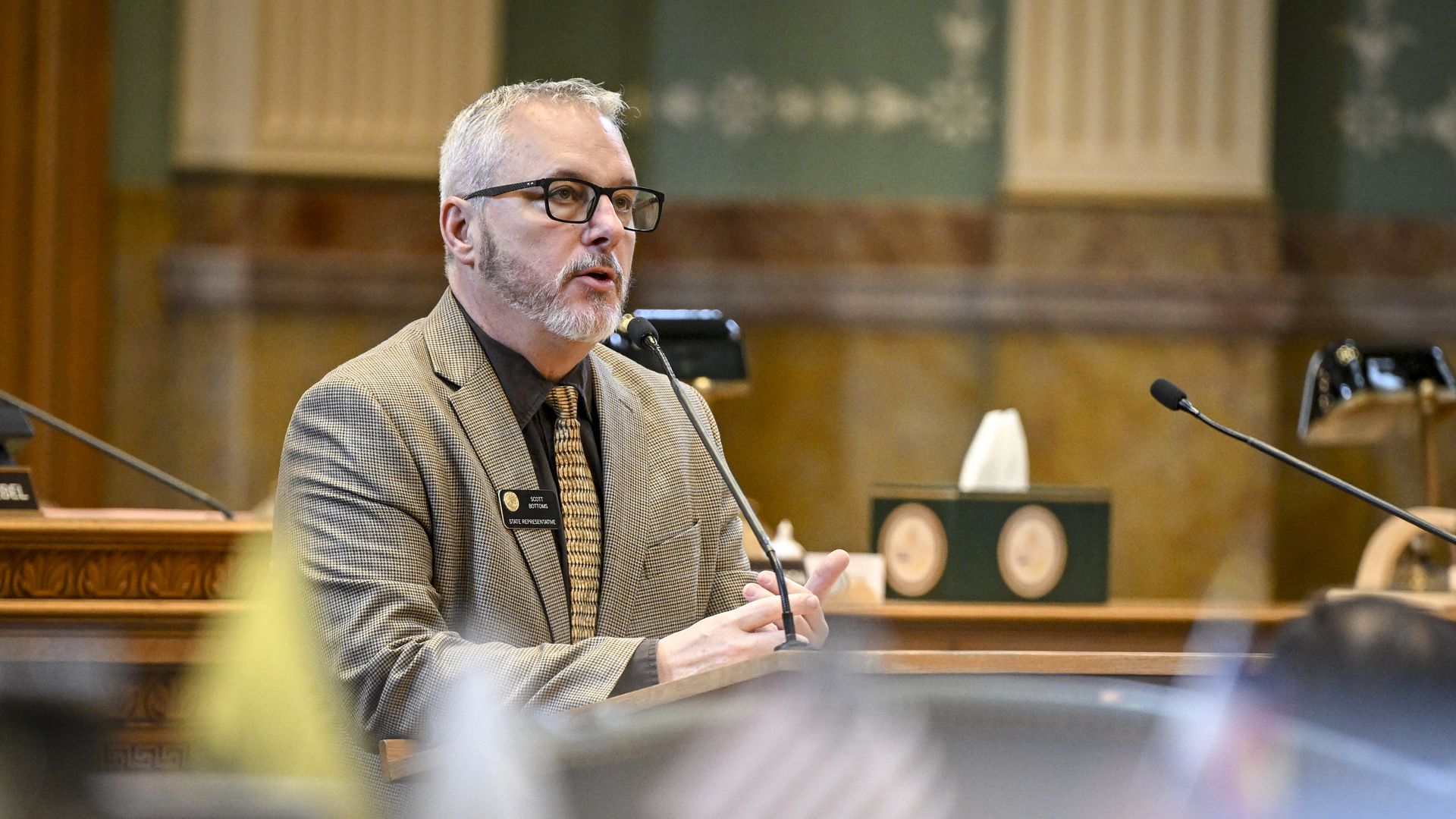 State Rep. Scott Bottoms speaks in the Colorado House on April 23, 2025. Photo: AAron Ontiveroz/The Denver Post via Getty Images