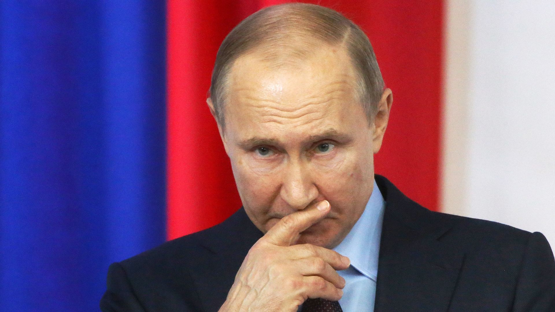 President Putin gives a speech while campaigning for re-election