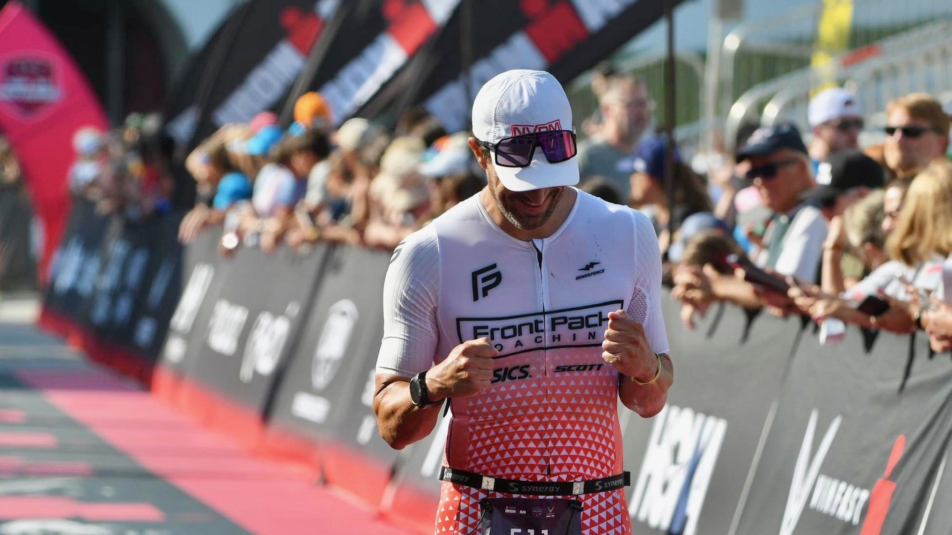A person competes in an Ironman competition.