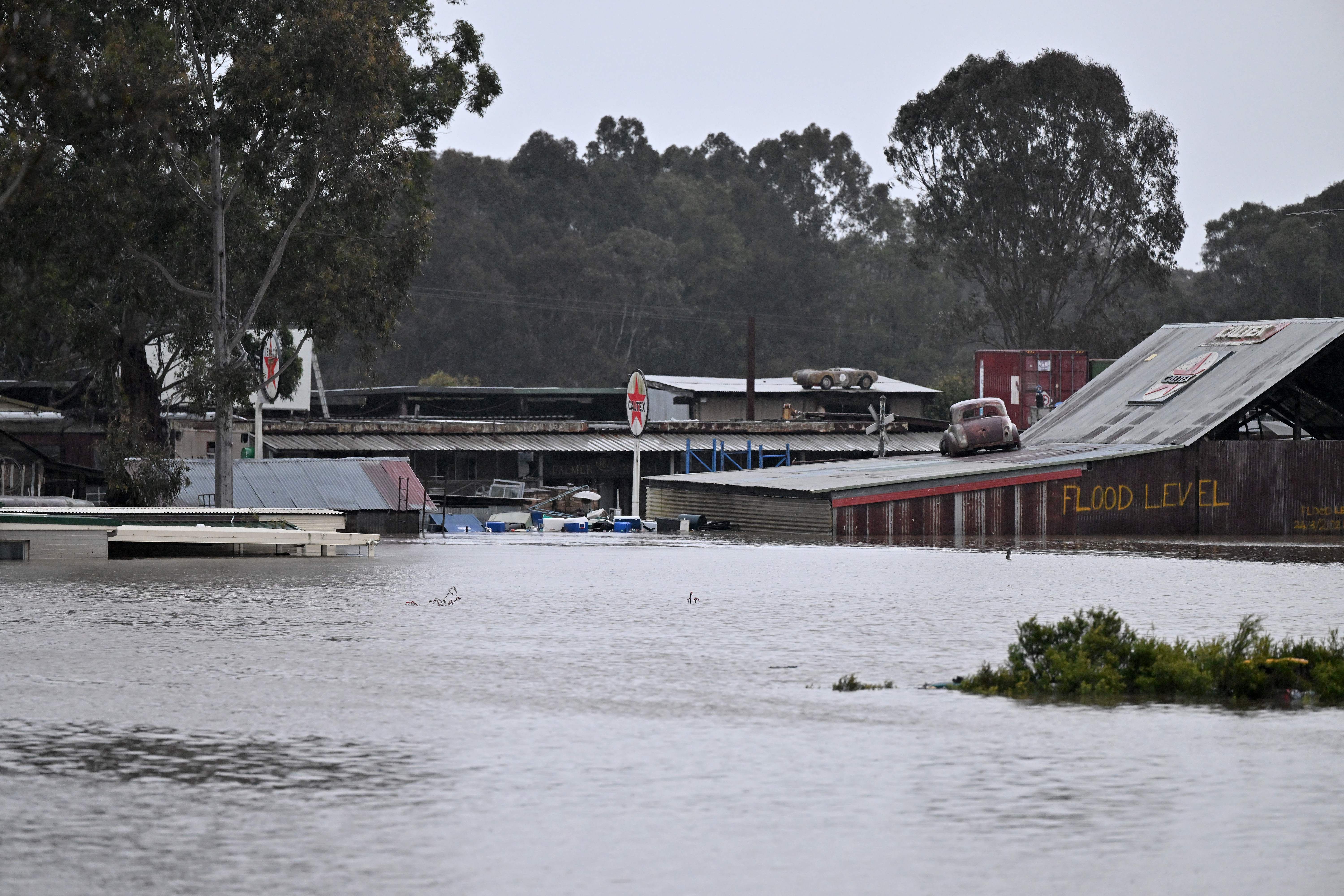 A general view shows a flooded area.