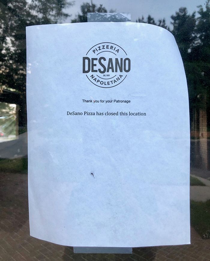 sign on door desano pizza charlotte