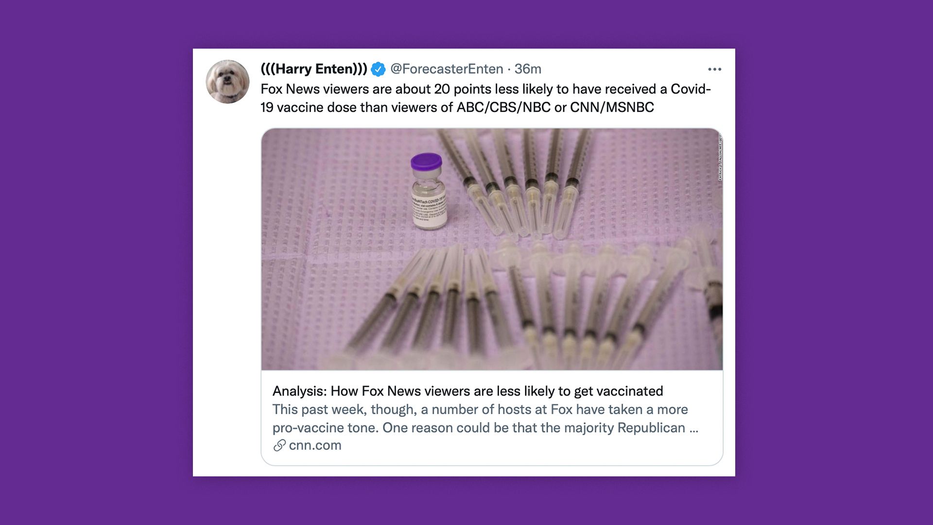 A screenshot shows a tweet highlighting vaccination patterns.