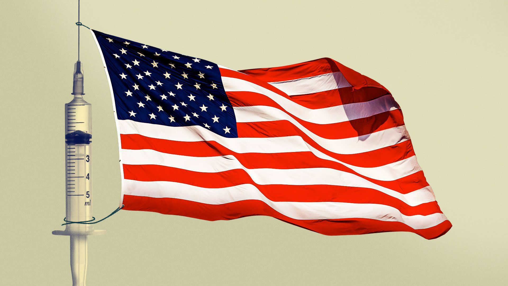 An illustration of a vaccine and a U.S. map.