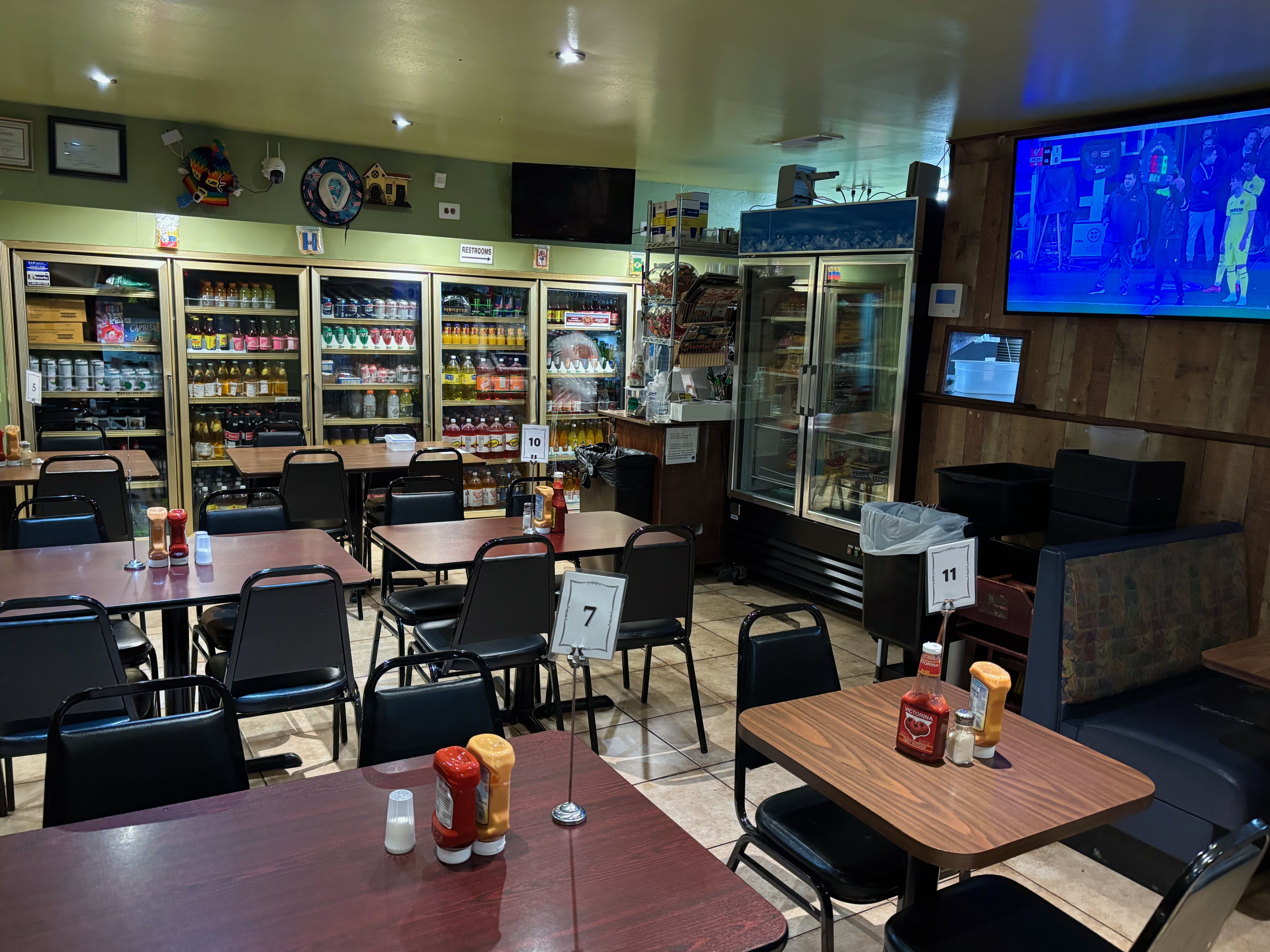 The interior of Los Galápagos, including a grocery store