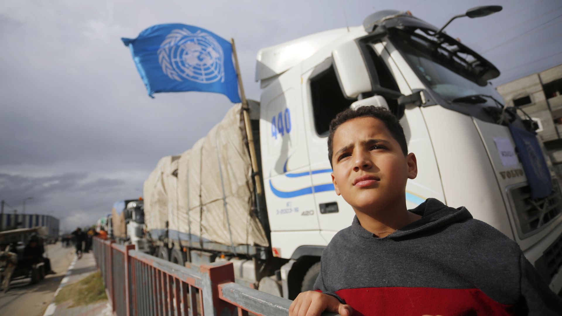 Aid trucks enter Gaza during the temporary ceasefire on Nov. 28.