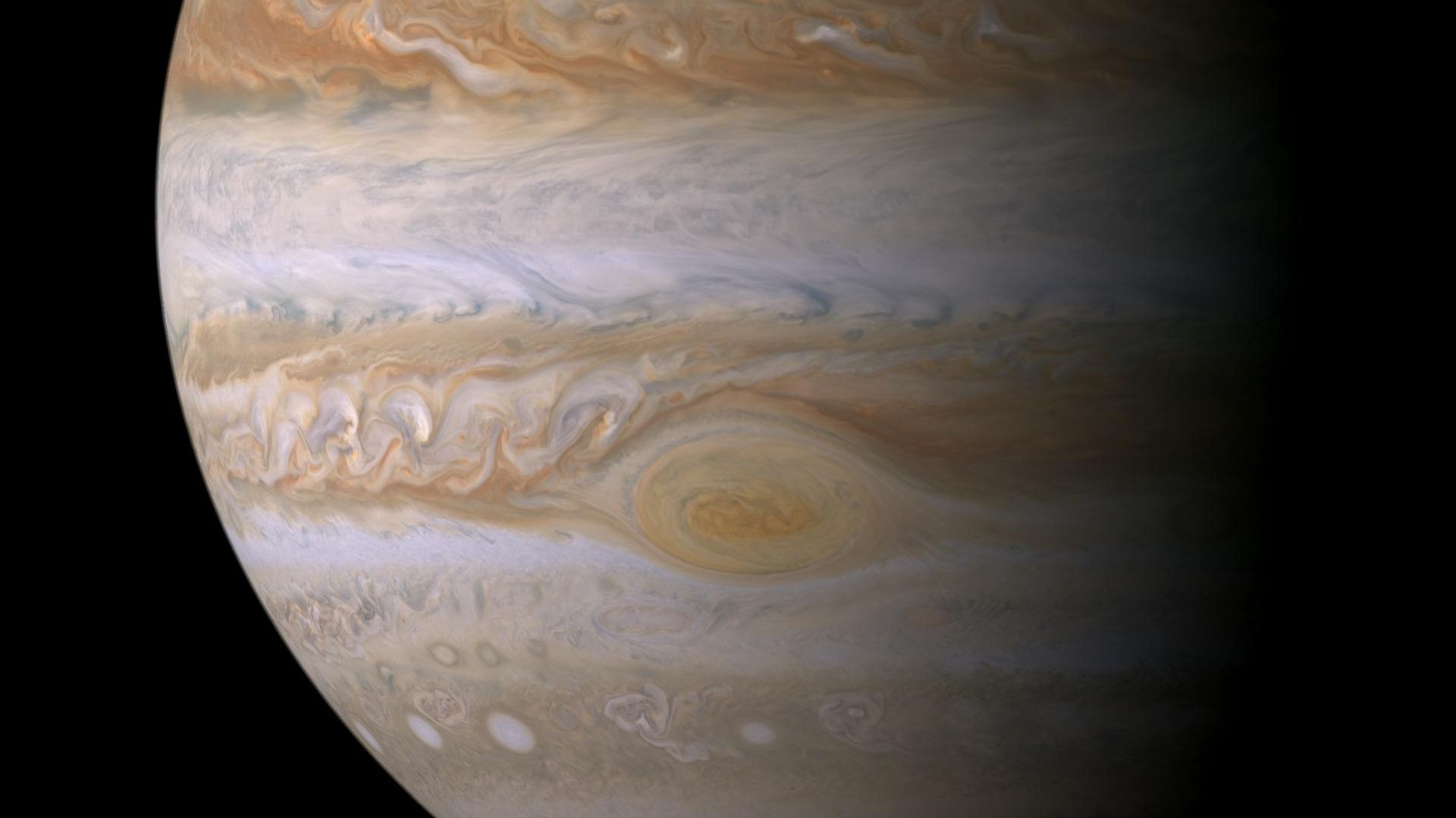 Jupiter as seen by the Cassini spacecraft.