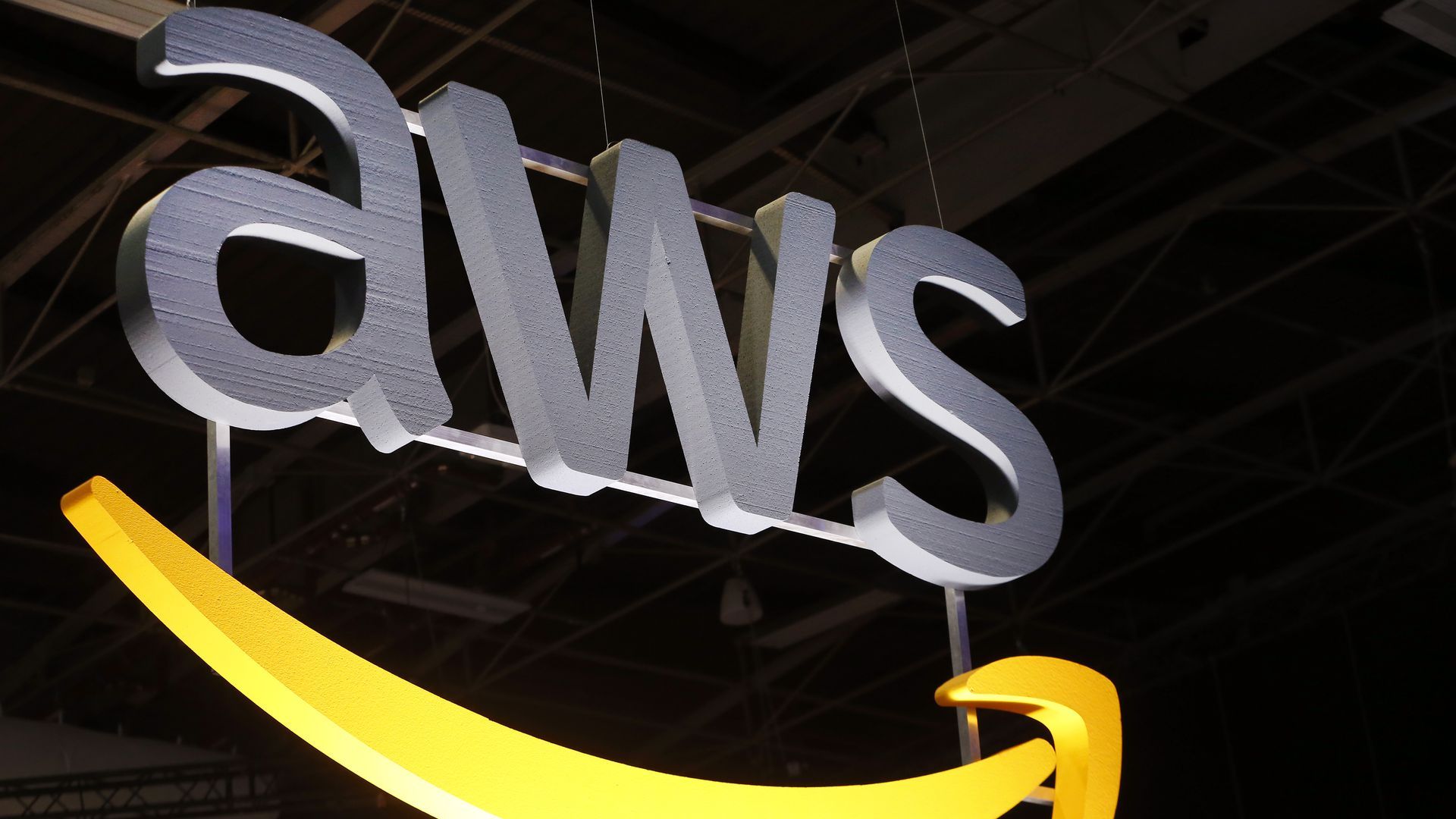 Amazon's AWS logo on a sign