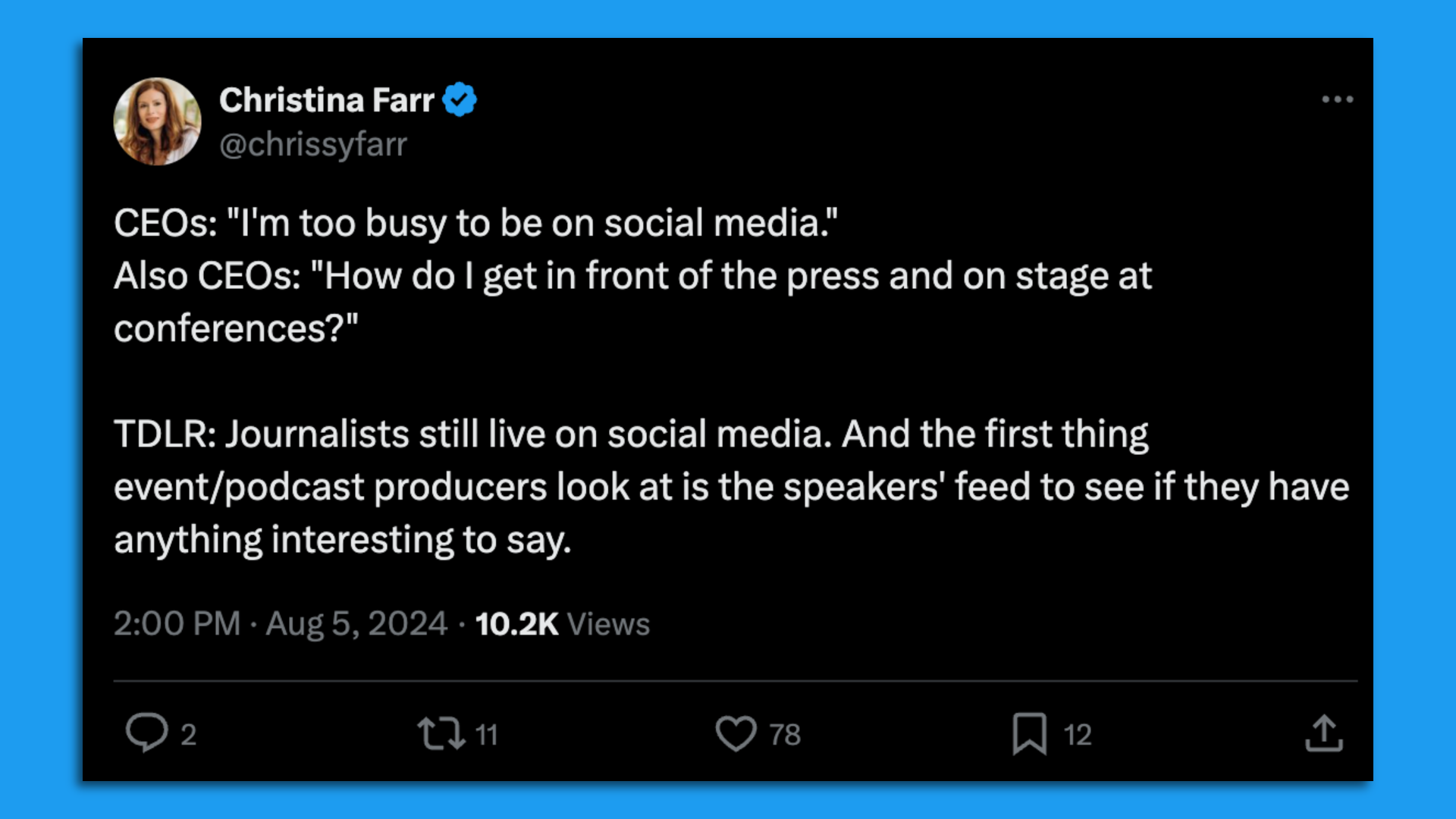 Tweet from Christina Farr