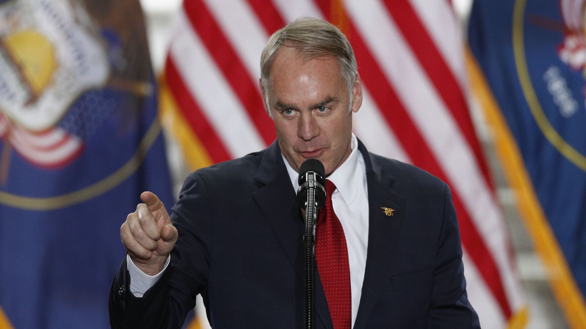 Interior Secretary Ryan Zinke giving a speech