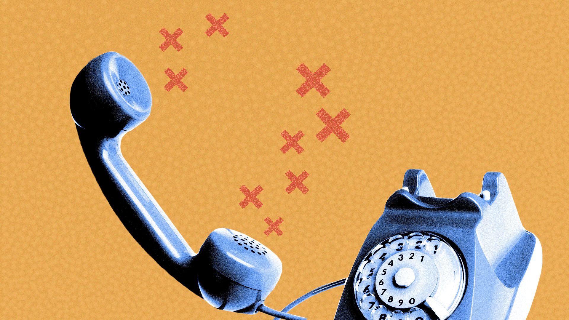 Illustration of a telephone with medical red crosses floating outward