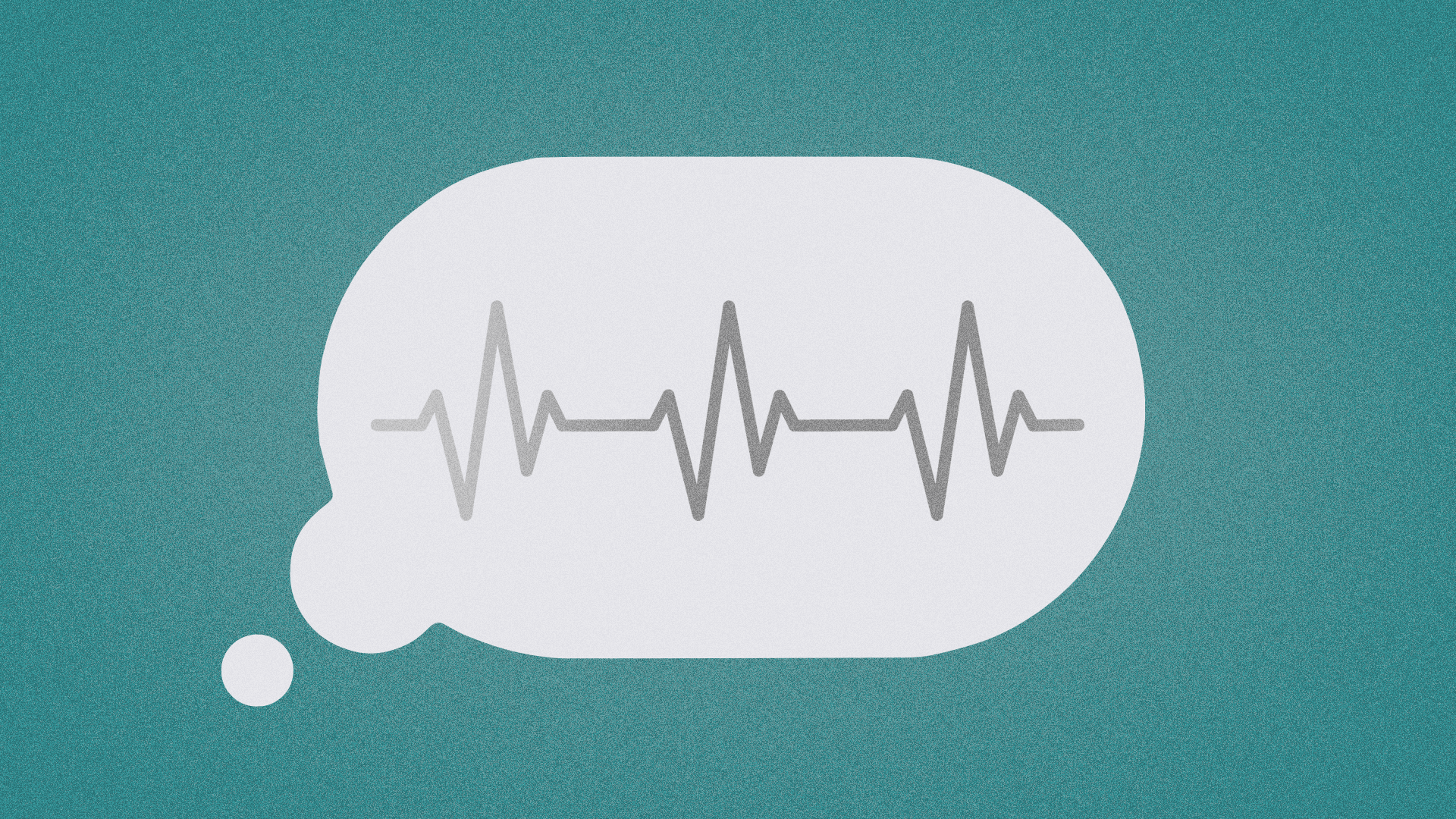 Illustration of a heart rate line as if it were an ellipsis within a typing text indicator.