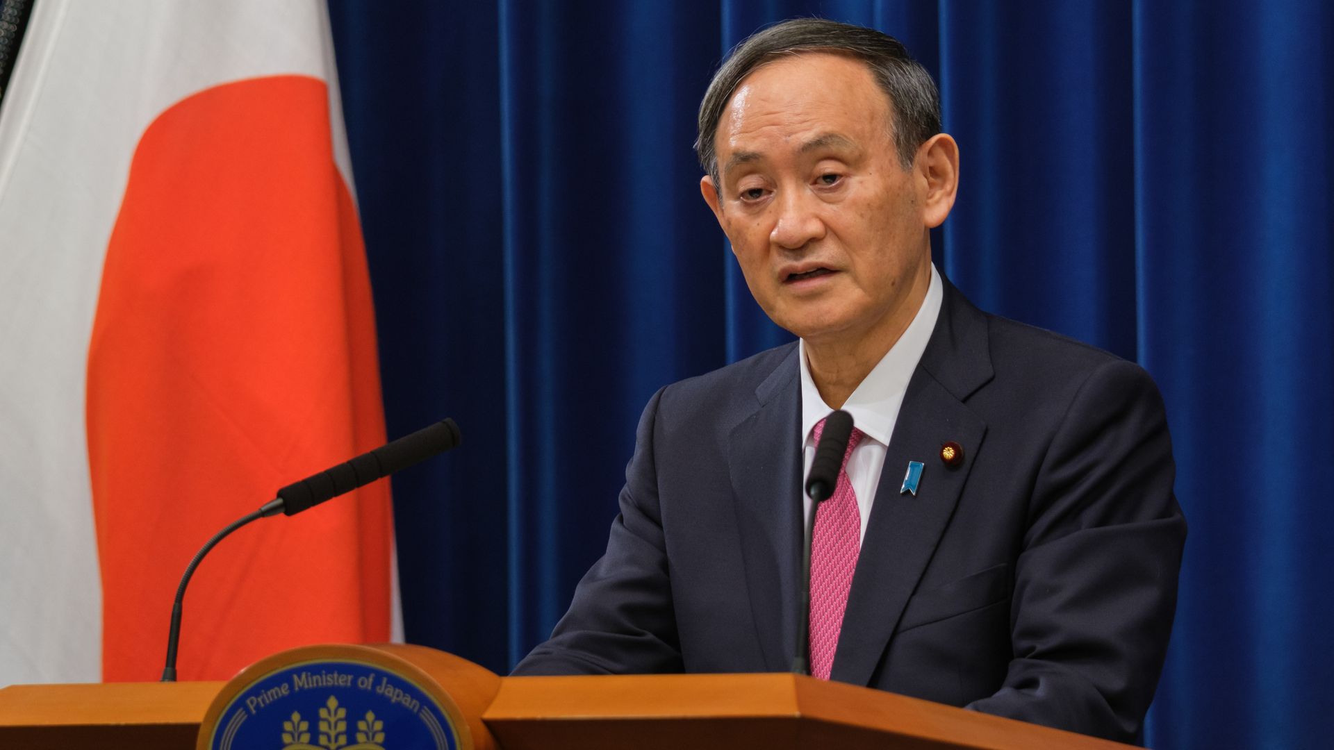 Japan's Prime Minister Yoshihide Suga speaking during a press conference in Tokyo on Dec. 25.