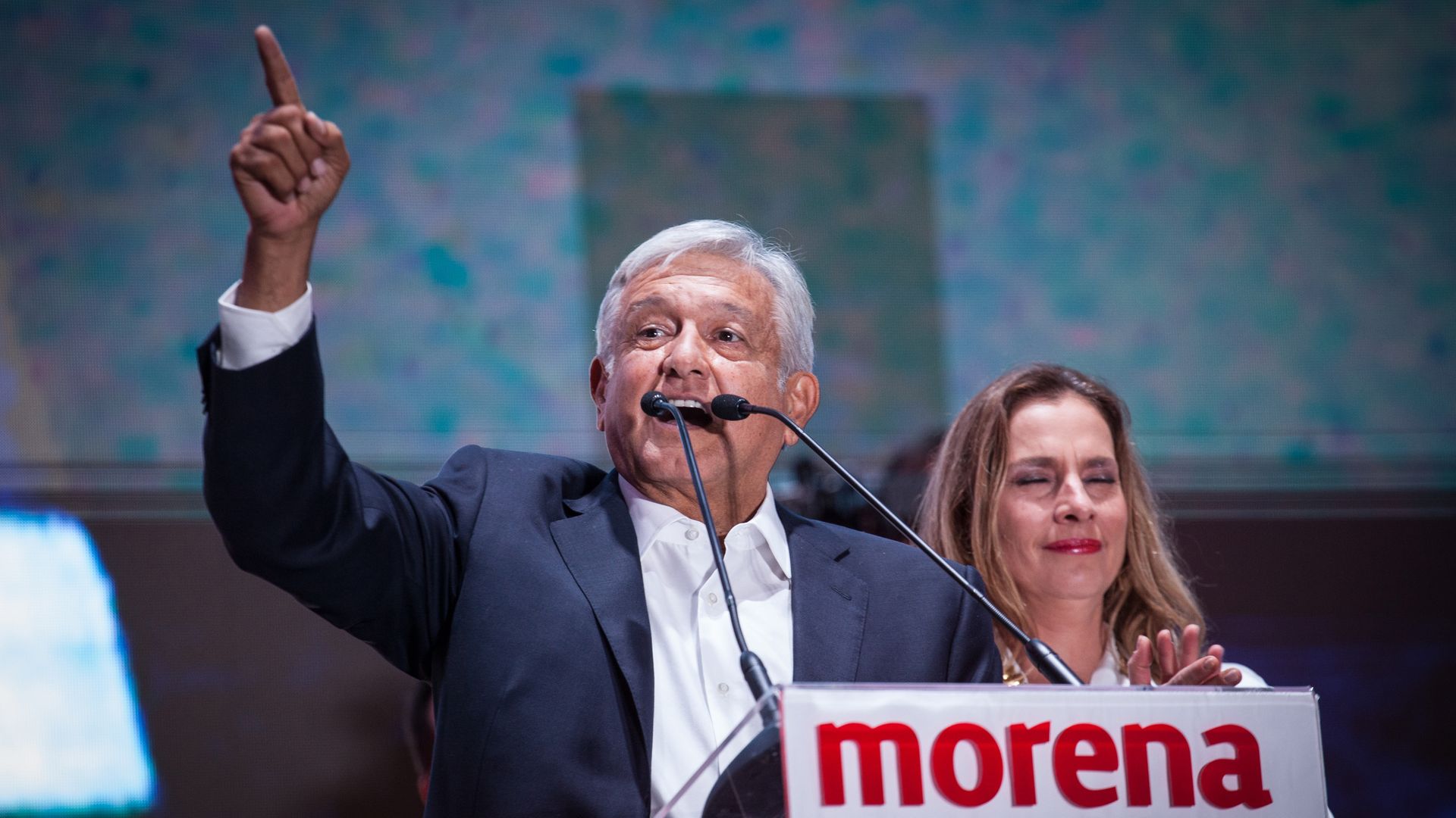 President elect of Mexico, Andres Manuel Lopez Obrador speaks during the celebration event, at the end of the Mexico 2018 Presidential Election on July 1, 2018 in Mexico City, Mexico.