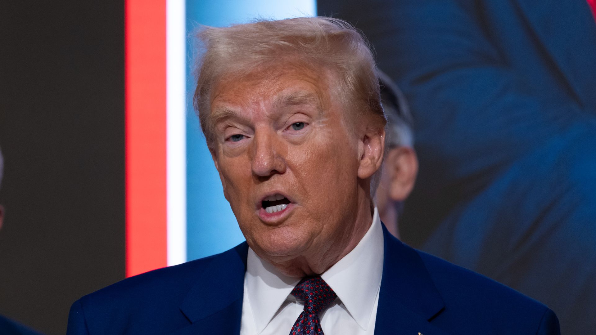  President-elect Donald Trump speaks at a reception at the New York Stock Exchange (NYSE) after being named TIME's "Person of the Year" for the second time on December 12, 2024 in New York City. 