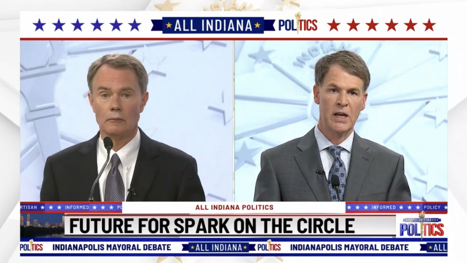 Joe Hogsett and Jefferson Shreve debate on WISH-TV.