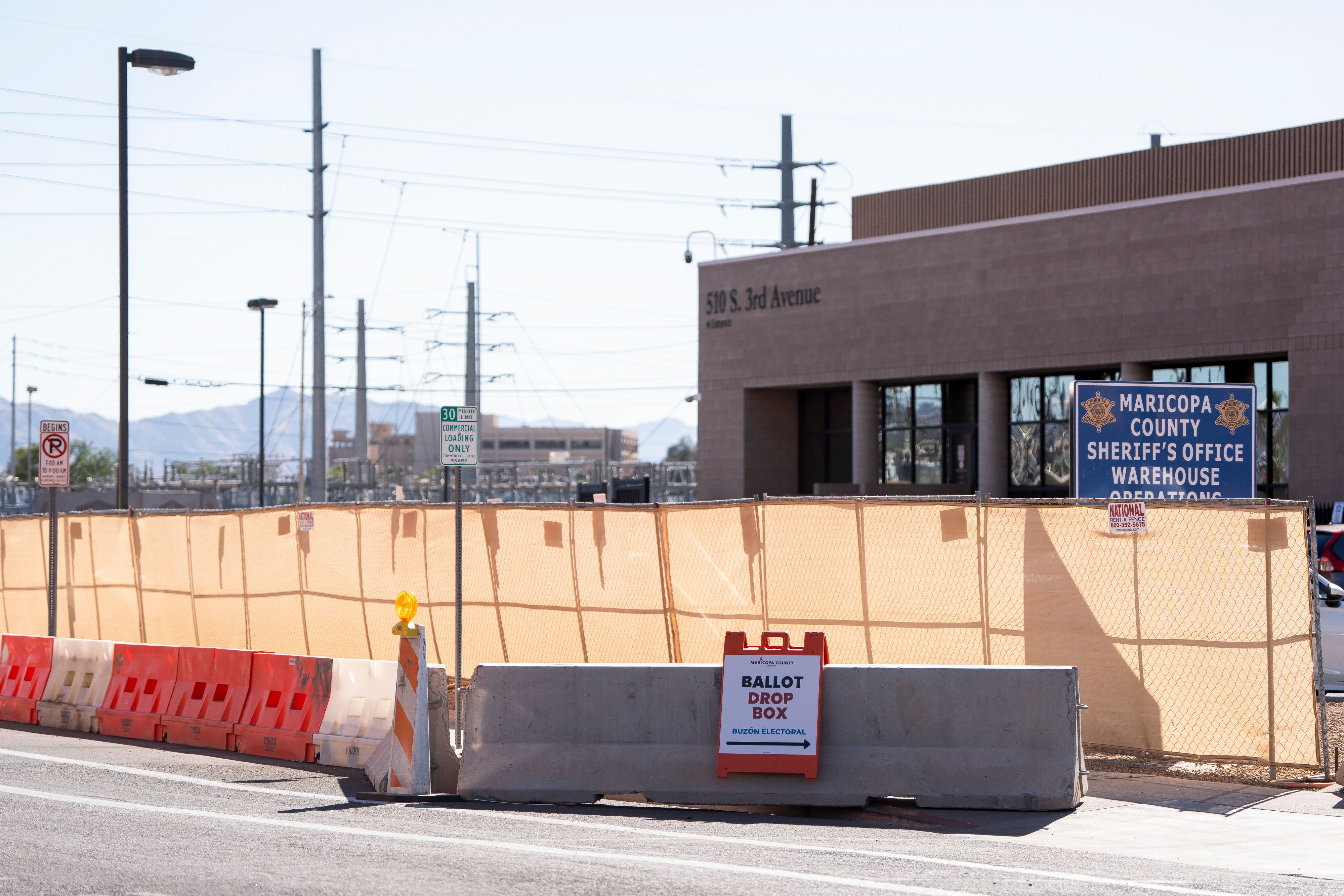 Fencing outside of a building. 