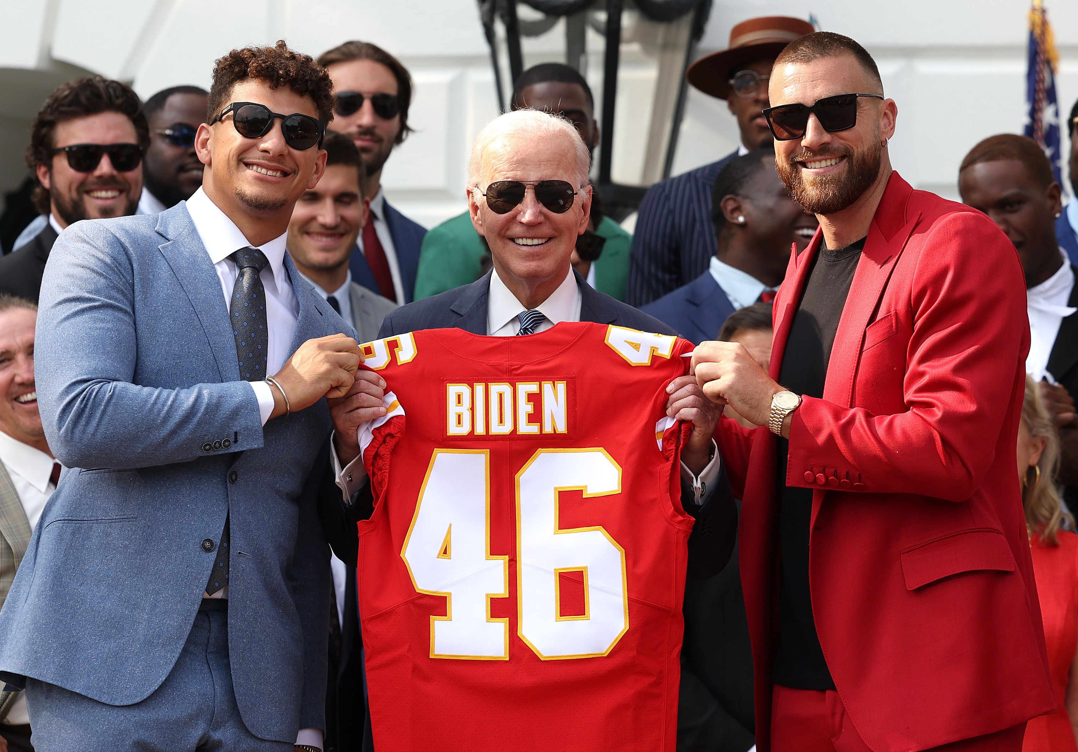 biden with kelce and mahomes