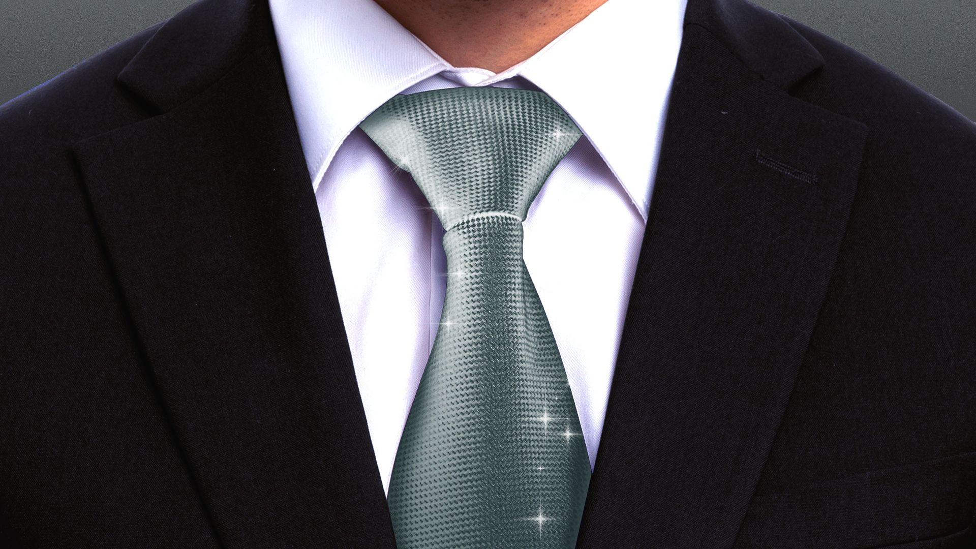 Illustration of a businessman wearing a silver tie.