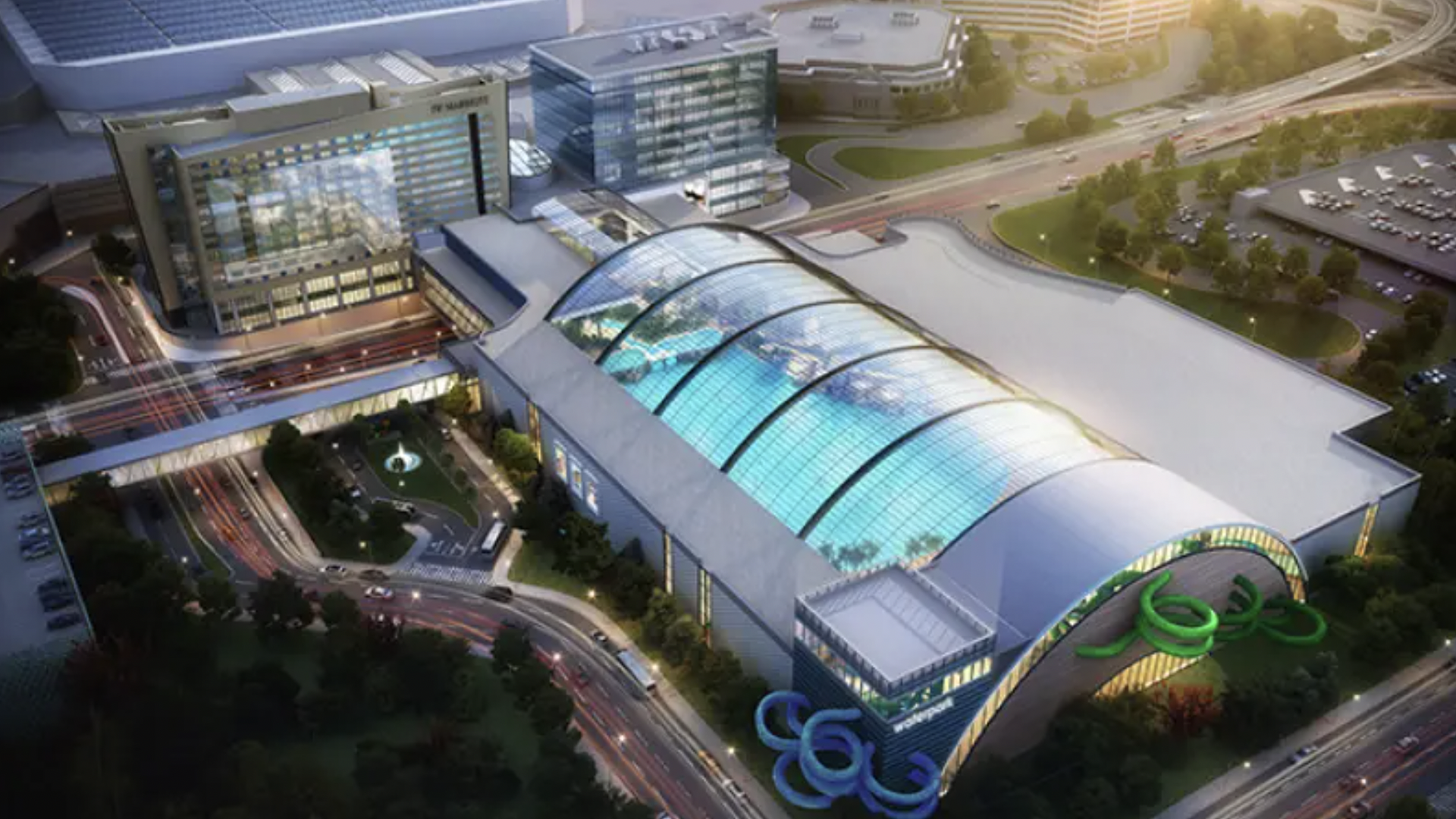 A rendering of a water park