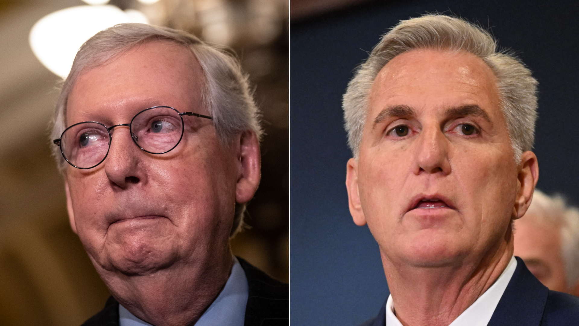 Side by side photos of Mitch McConnell and Kevin McCarthy
