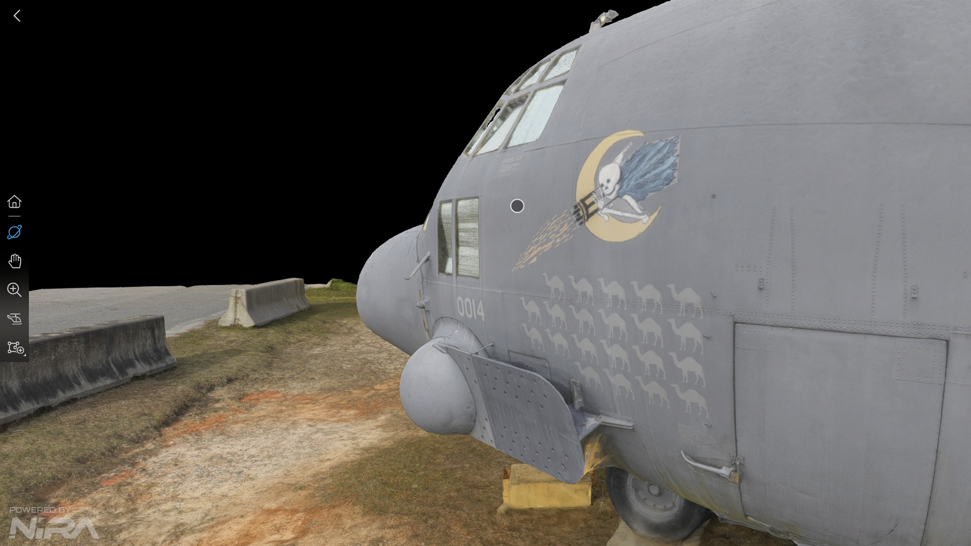 A 3D model of an AC-130. It is viewed inside software.