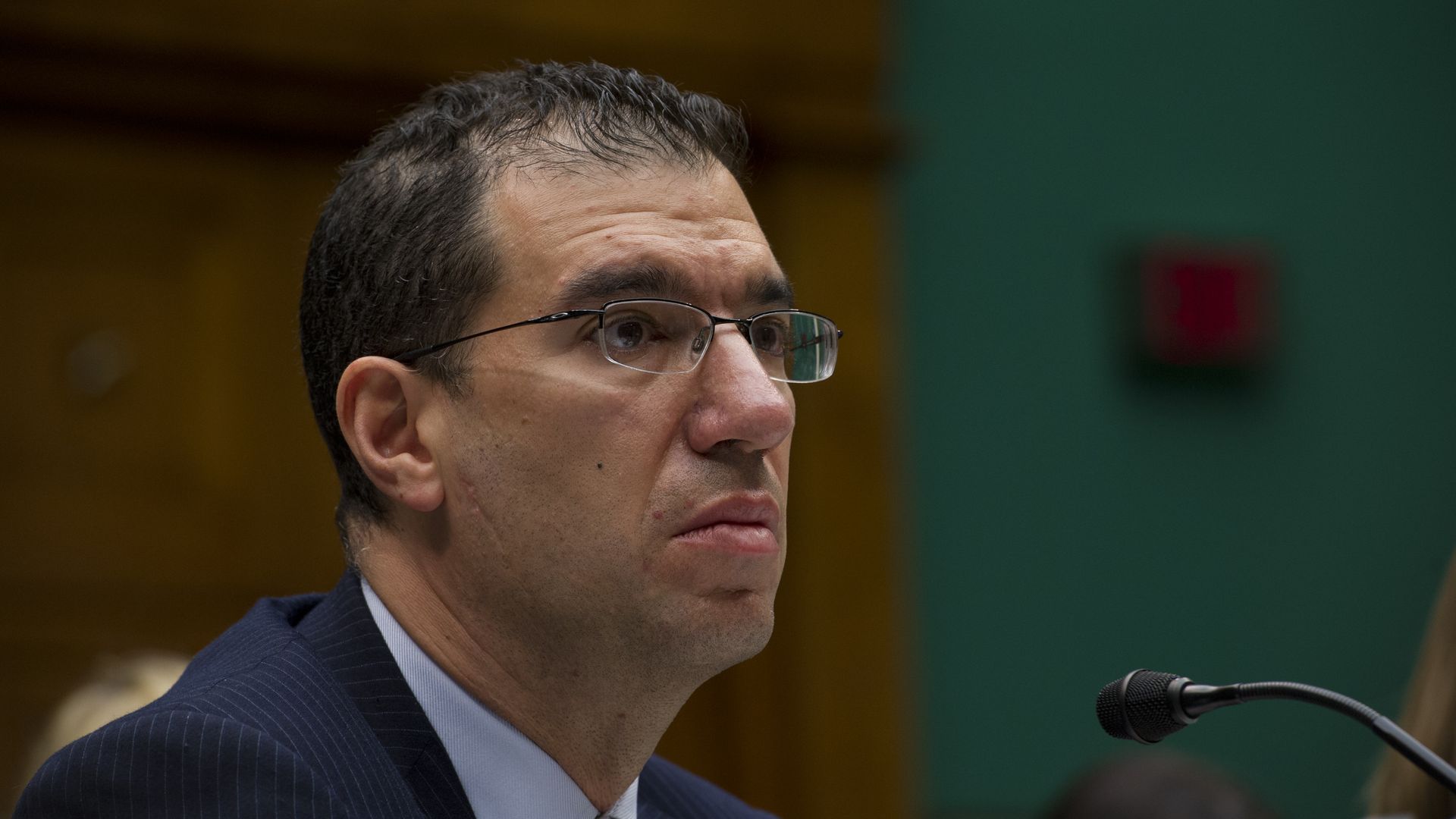 Incoming Biden adviser Andrew Slavitt is seen during congressional testimony.