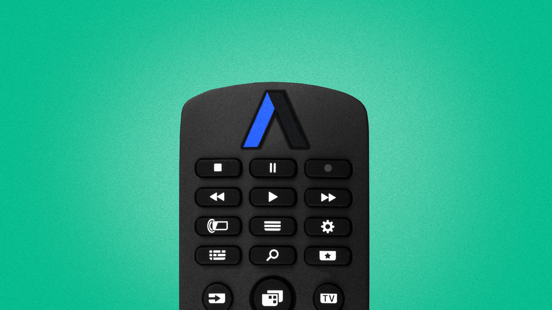 Illustration of a remote control with an Axios button.