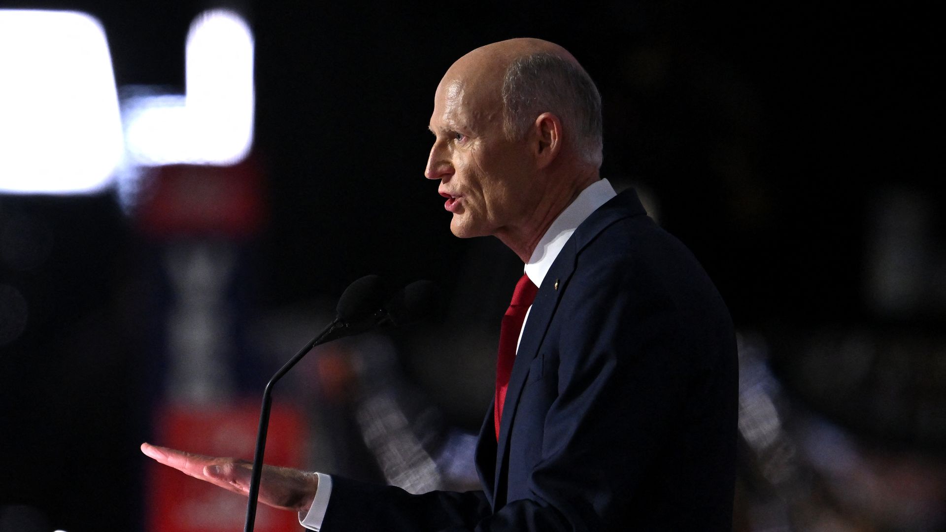 Florida Sen. Rick Scott speaks at the 2024 Republican National Convention in Milwaukee, Wisconsin.