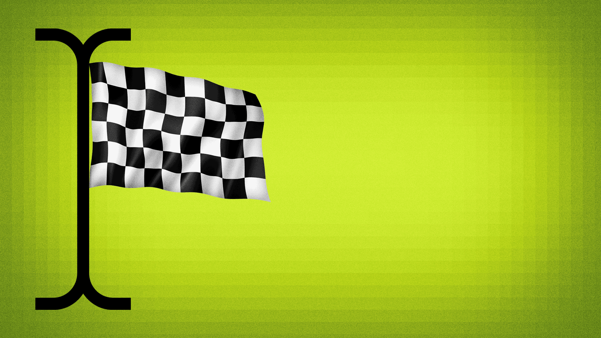 Animated illustration of a blinking typing cursor as if it is the flagpole for a checkered racing flag. 