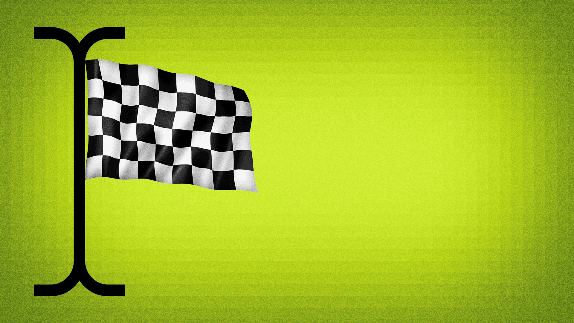 Animated illustration of a blinking typing cursor as if it is the flagpole for a checkered racing flag.