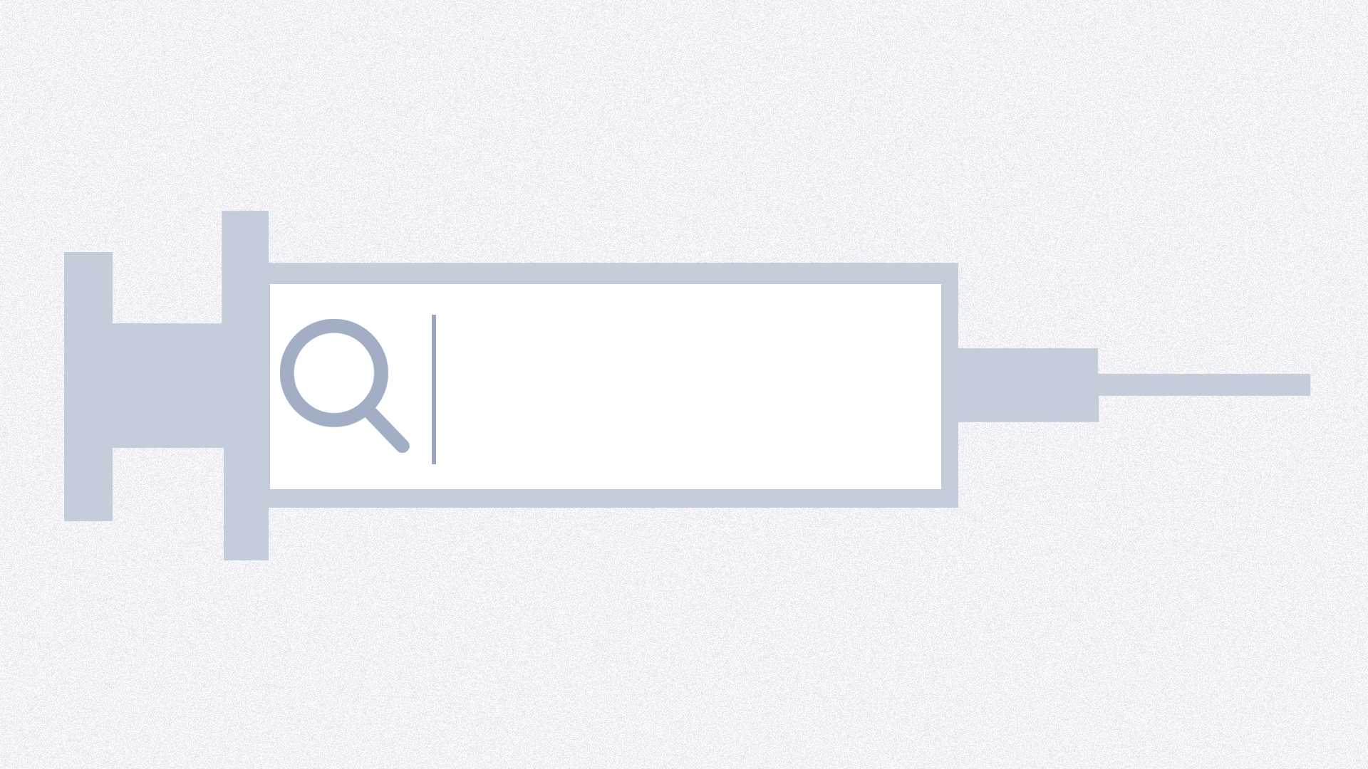 Animated gif of a search bar shaped like a syringe