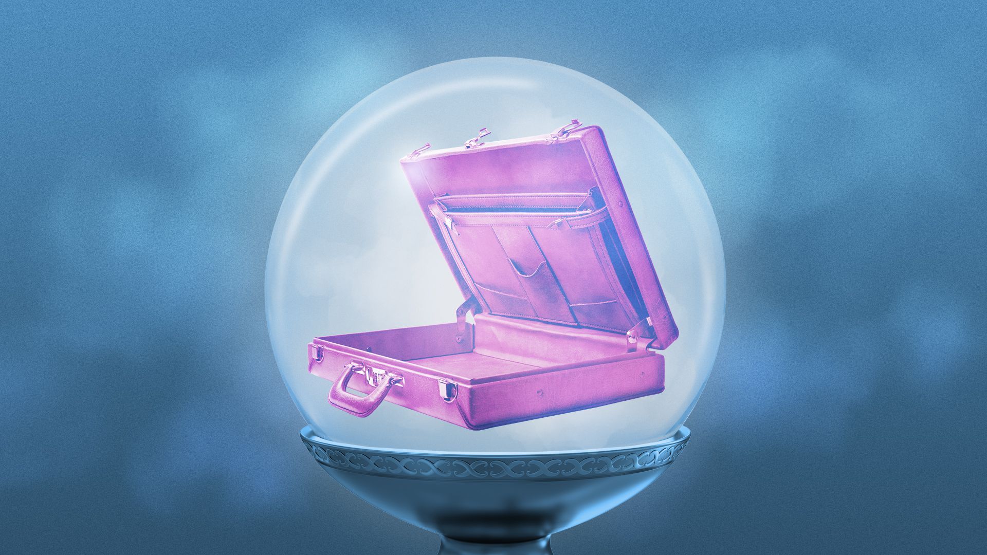 Illustration of a crystal ball with a briefcase inside