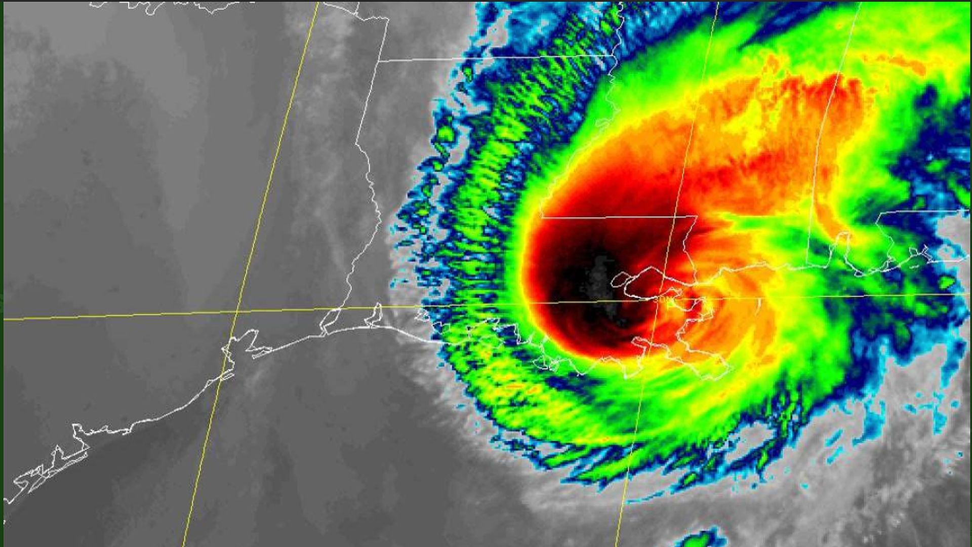 An National Hurricane Center satellite image of Hurricane Zeta.