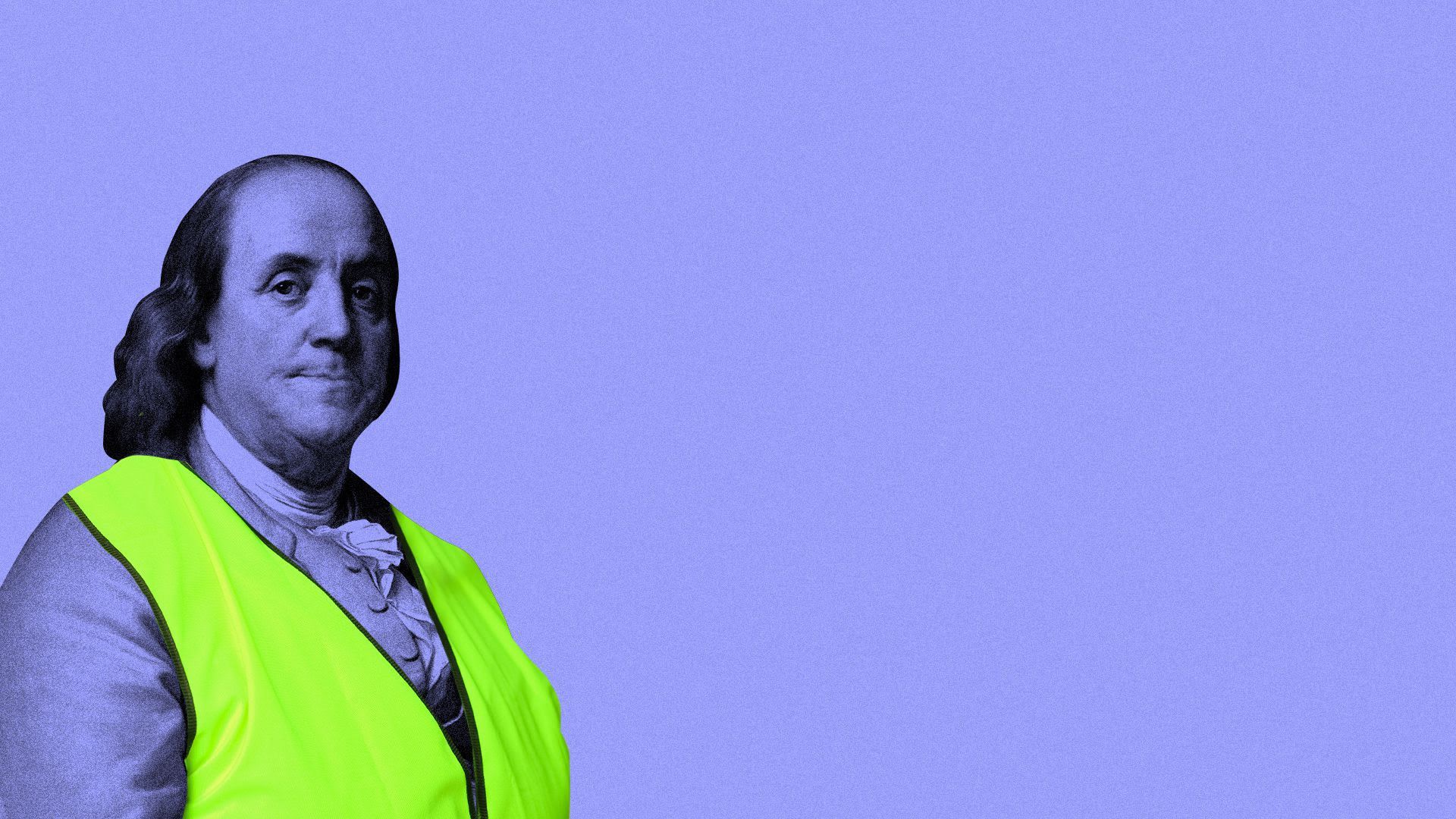 Illustration of Benjamin Franklin wearing a safety vest