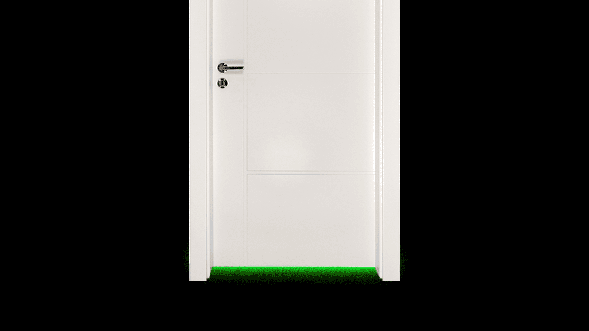Illustration of a closed door with something glowing behind it