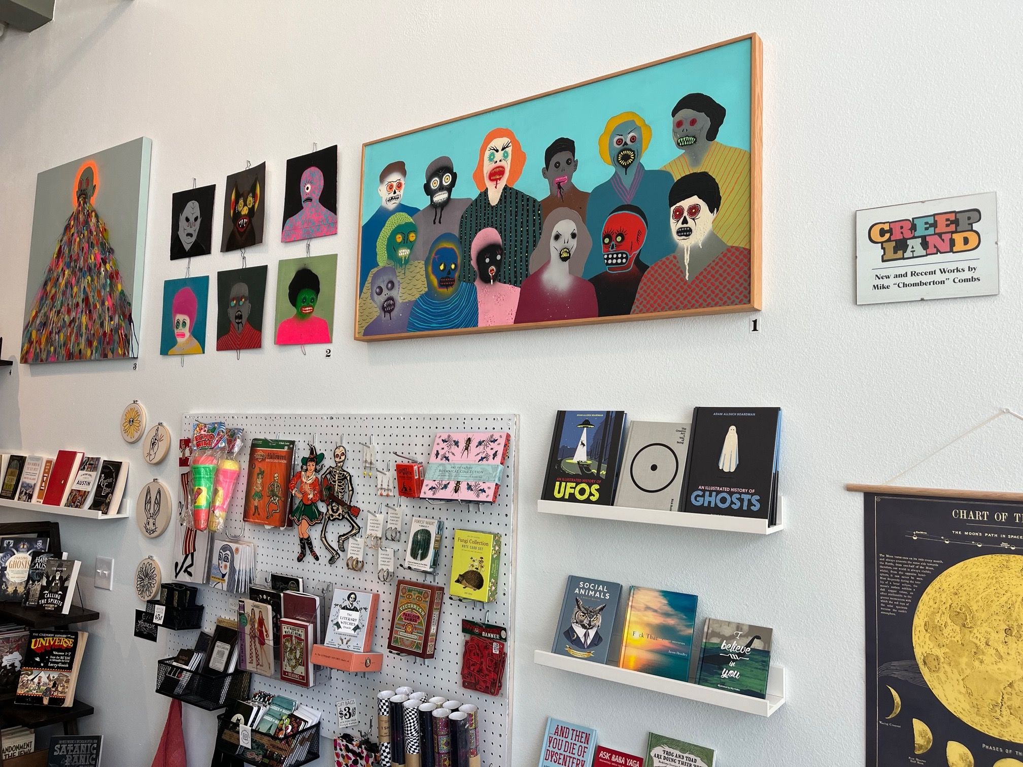 Art and books on display at a Taylor bookstore.