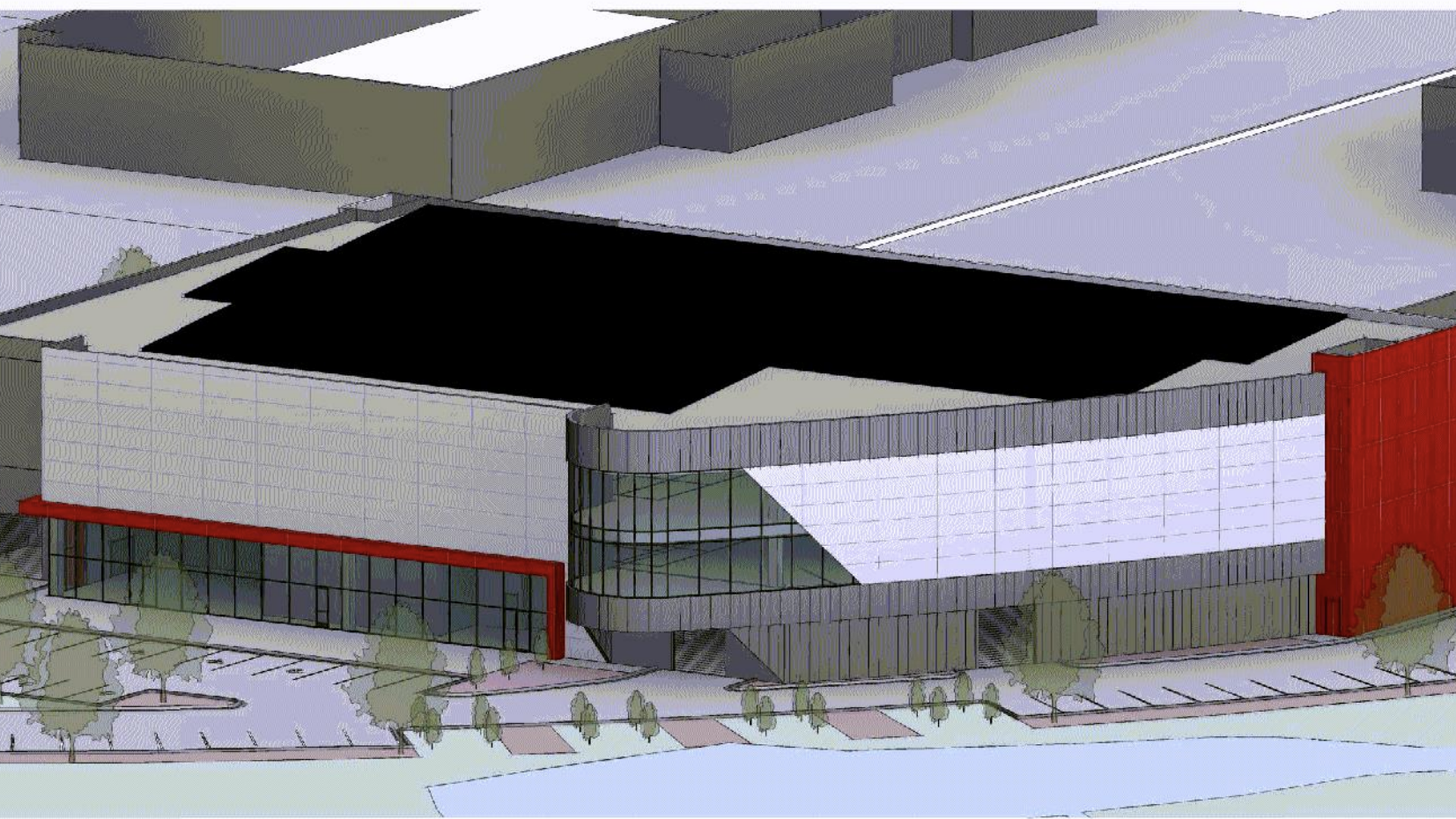 A rendering of an electric vehicle dealership in Bloomington.