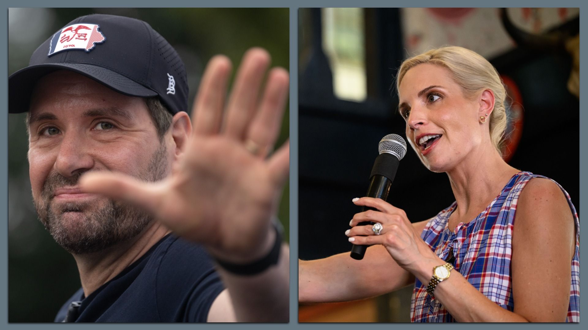 Photos of Democratic nominee for the U.S. Senate Josh Turek and Republican nominee Ashley Hinson.