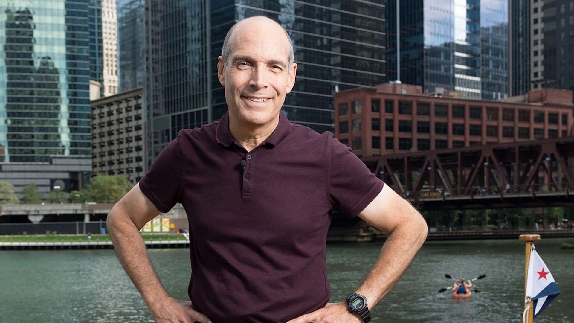 Guy in front of river