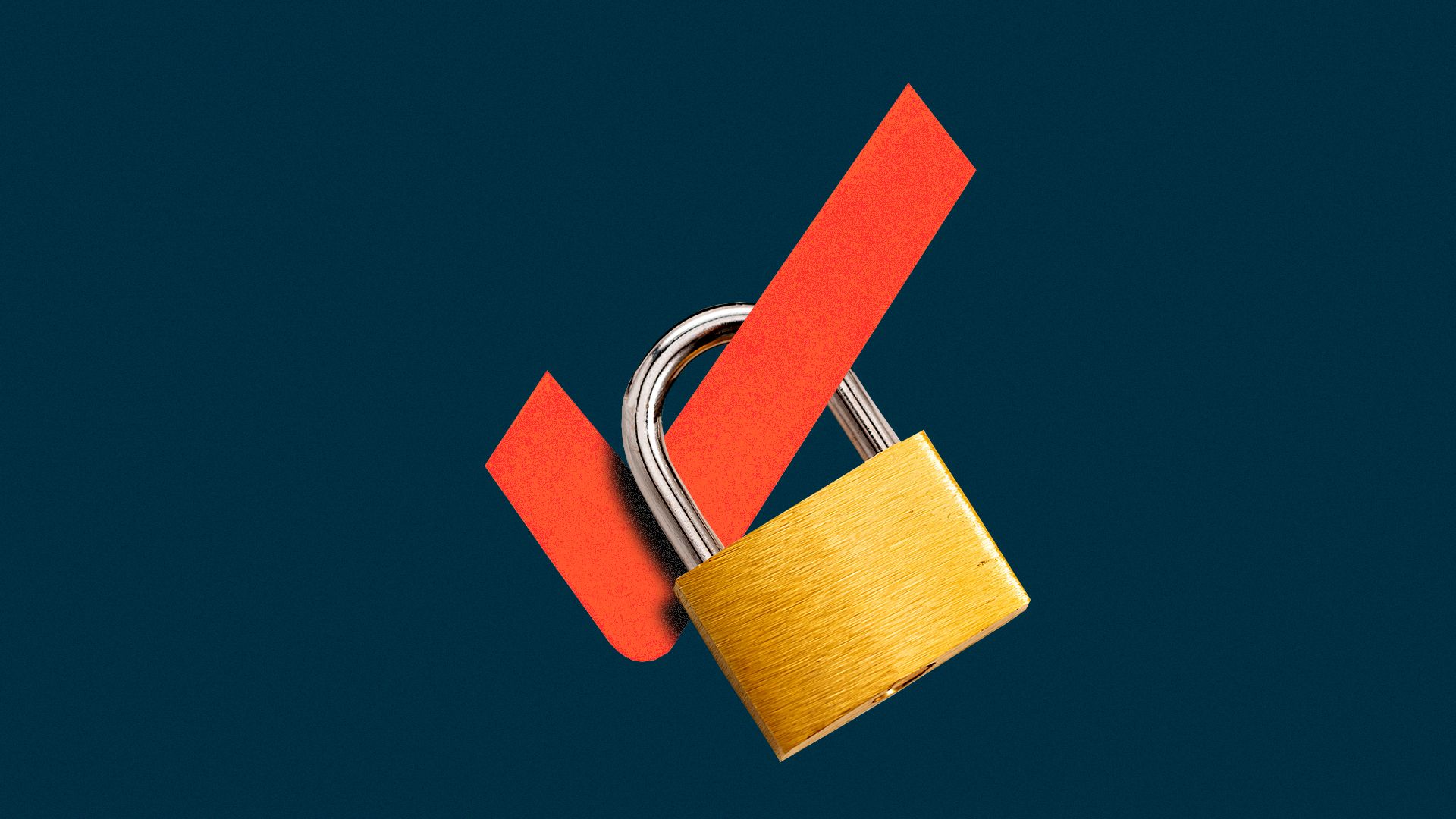 Illustration of a check mark held in a lock
